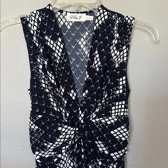 Eliza J Jersey Maxi Dress New Navy and White Maxi Dress Tie Waist - Picture 8 of 12